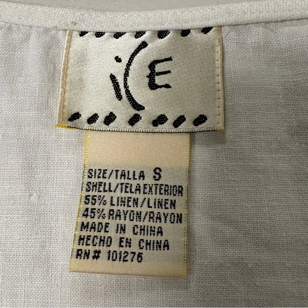 White Embroidered Womens Linen Tank Top Small - Picture 11 of 11